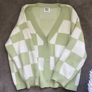 Princess Polly Green Checkered Cardigan